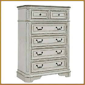 Mua Tủ 5 ngăn kéo Tundo màu trắng giả cổ 96.5 x 48 x 137 cm