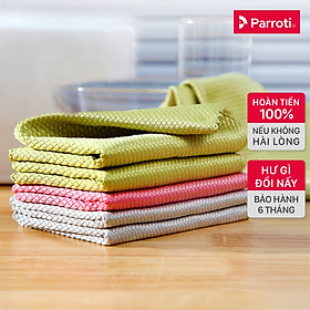 Combo 5 khăn lau đa năng siêu thấm hút, khăn size lớn (30x40 cm) khăn lau kính, ô tô, mặt bàn, bếp Parroti Fiber FB01