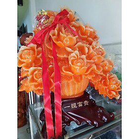 Mua Tượng Bình Hoa Mẫu Đơn Đỏ Cam Mới To Dây Đỏ May Mắn Quá Hoành Tráng Đẹp Lắm Size Cao 55cm Ngang 48cm Sâu 31cm biểu tượng sự Hưng Thịnh   thịnh vượng  phồn vinh  Giàu Sang   Phú Quý  Giàu Sang   Phú Quý trưng phòng khách nhà công công quà tặng ý nghĩa ạ
