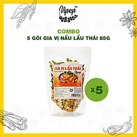 Combo 5 gói gia vị lẩu thái Vipep 85g chua cay, có sẵn rau củ