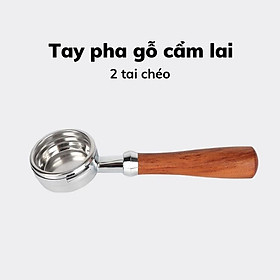 Mua Tay pha cà phê 54mm inox cao cấp thủng đáy tay pha tamper cafe nguyên chất cán gỗ sồi cẩm lai chuyên dụng cho quán
