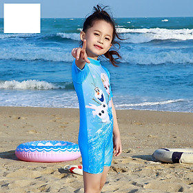 Disney (DISNEY) Children's Swimsuit Women's Disney Ice Romance Series Girls Siamese Swimsuit Surfwear SPF10010B Blue 140