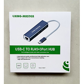 Cáp chuyển USB type-C sang Lan RJ45 + 3Port Hub USB 2.0 King-Master KM007 - Hàng chính hãng