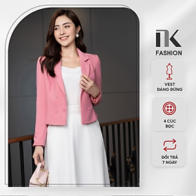Áo Vest Công Sở Nữ NK Fashion Thiết Kế Dáng Lửng Dài Tay Kèm Cúc Bọc, Chất Liệu Nhập Hàn Cao Cấp NKFAK2109003