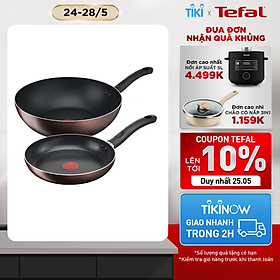 Combo 2 chảo chống dính đáy từ Tefal - Chảo chiên 24cm G1430405 Day By Day & Chảo xào 26cm G1437705 Day By Day - Dùng cho mọi loại bếp - Hàng chính hãng