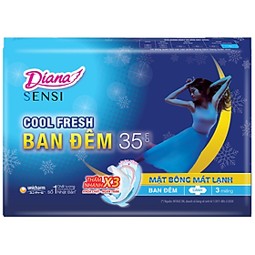 Băng Vệ Sinh Diana Sensi ban đêm Cool Fresh dài 35cm 3 miếng  - 10408