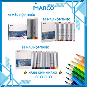 Hộp Bút Chì Màu Cao Cấp Marco Raffine 7100 - 12/24/36 Màu - Hộp Thiếc - Nhiều Màu Đậm Vẽ Tranh Tô Màu