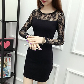 Đầm ôm phối ren xinh dài tay Da64