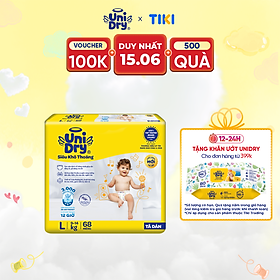 Tã dán em bé Siêu khô thoáng gói Super Jumbo Unidry G6X size L-68 miếng