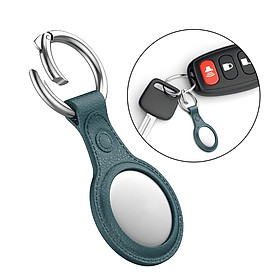 PU Leather Case Cover for AirTags Location Tracker Portable Protector with Anti-Lost Keychain Ring