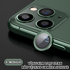 Mua Tặng hộp đựng lens cao cấp - Vòng kim loại titan bảo vệ lens camera dành cho các dòng iphone 11 / iphone 12 - Xanh Midnight