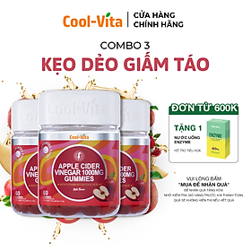Combo 3 Hộp Kẹo Dẻo Giấm Táo Vitamin B12 Hỗ Trợ Tiêu Hóa, Tăng Cường Miễn Dịch Apple Cider Vinegar Gummy Coolvita (60 viên x 3g)/hộp