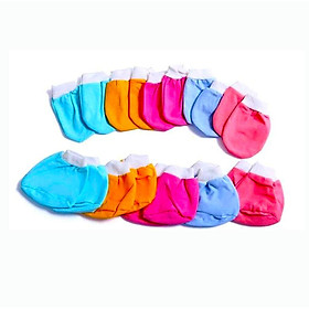 Bộ bao tay chân bo màu không nơ - 1 bộ (gồm vớ tay + vớ chân) giao màu ngẫu nhiên