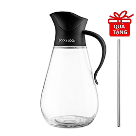Bình Đựng Dầu Với Nắp Mở Tự Động Lock&Lock CKO101BLK (550ml) - Hàng Chính Hãng, Thân Bình Bằng Thủy Tinh Chịu Nhiệt, Tặng Kèm Ống Hút Inox