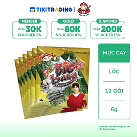 Lốc 12 Gói Snack Rong Biển Taokaenoi Big Bang Vị Mực Cay 6G