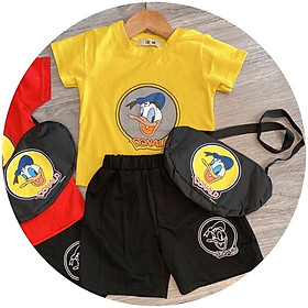 Set cotton 4c in hình siêu cưng tặng kèm túi đeo cho bé 10-18kg