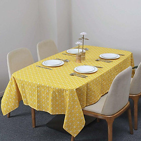 Bàn để khăn trải bàn hình chữ nhật và lớp phủ vải lanh bảng có thể giặt bàn bàn che bàn cho bàn ăn 140 x 220 cm (màu vàng)