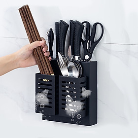 Mua Giá cài dao kèm giỏ đựng đũa thìa có lỗ thoát nước dán tường tiện dụng