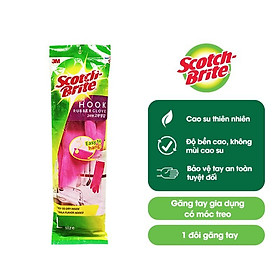 Găng tay gia dụng Scotch-Brite 3M 38cm đa năng, cao su thiên nhiên, an toàn cho da, che phủ tốt, có móc treo tiện lợi