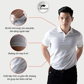 Áo thun polo nam Leman PL061 vải CVC Premium Pique Phom Slimfit tôn dáng