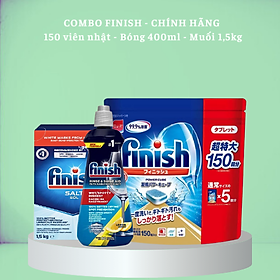 Muối Rửa Bát Finish 4.0kg - Combo  150V+muối 1.5kg+bóng 400ml - Hầng mới