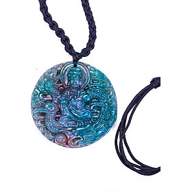 Mặt Dây Chuyền Phật Bà Quan Âm Cưỡi Rồng Đá Chalcedony đường kính 52mm mệnh hỏa ,mộc - Ngọc Quý Gemstones