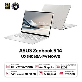 Mua Laptop Asus Zenbook S 14 OLED UX5406SA-PV140WS (Intel Core Ultra 7 Processor 258V | 14 inch 3K OLED | Intel Arc | 32GB | 1TB | Win 11 | Office |Trắng) - HÀNG CHÍNH HÃNG