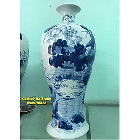Mua Mai bình men lam vẽ hoạ tiết cá chép trông trăng  Gốm sứ Bát Tràng cao cấp