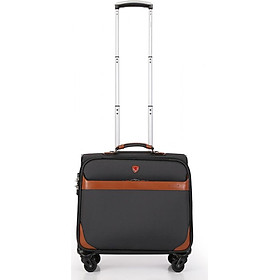 Vali Kéo Vải Doanh Nhân SAKOS ATLAS - Size 18inch/ Xách Tay (Cabin) - Khóa TSA - Chống Thấm, Trượt Nước - Đen trắng phối nâu