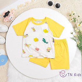 Bộ Ngắn tay Thun Lạnh tay ráp lăng trắng in hinh Minky cho bé trai, bé gái từ 7-32kg