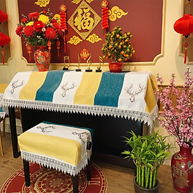 Khăn phủ đàn piano cơ đàn piano điện tử 88 phím trang trí năm mới Tết giáng sinh noel sang trọng cao cấp - Hàng chính hãng