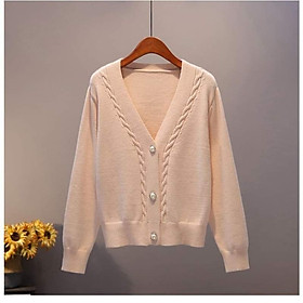 Áo khoác cardigan len  cổ tim 3 nút