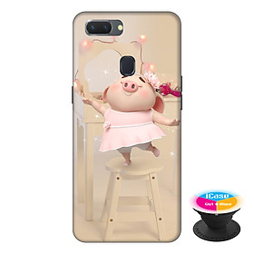 Ốp lưng điện thoại Oppo A5S hình Heo Con Mặc Váy tặng kèm giá đỡ điện thoại iCase xinh xắn - Hàng chính hãng