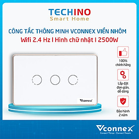 Công tắc cảm ứng thông minh Vconnex, Hình chữ nhật 1 nút Viền nhôm