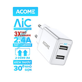 Mua Cốc sạc ACOME AC03 Cho Di Động/Điện Thoại/Máy Tính Bảng Có 2 Cổng USB Sạc Nhanh 2.4A - Hàng Chính Hãng