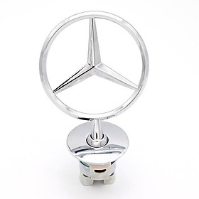 Logo thương hiệu Mercedes-benz gắn capo đầu xe hơi cao cấp, chất liệu hợp kim mạ crom (2 lựa chọn thiết kế logo ở chân và không có logo)