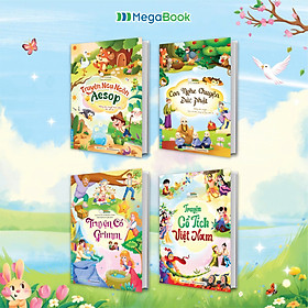 Combo 4 cuốn Truyện: Truyện cổ tích Việt Nam, Truyện cổ Grimm,Truyện ngụ ngôn Aesop, Con nghe chuyện Đức Phật - Megabook