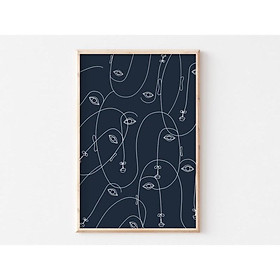 Mua Tranh treo tường | Line art-Abstract Face Fine Line Print  Neutral Prints 85   tranh canvas giá rẻ