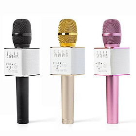 Mua Micro hát Karaoke Q9 3 trong 1 (Vàng) tặng túi ví cầm tay da cá sấu siêu hot