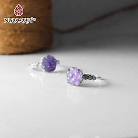 Nhẫn bạc đính phỉ thúy tử lan type A mệnh hỏa, mộc - Ngọc Quý Gemstones