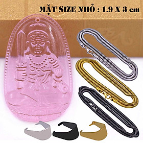 Mặt Phật Bất động minh vương pha lê hồng 1.9cm x 3cm (size nhỏ) kèm vòng cổ dây chuyền inox rắn vàng + móc inox vàng, Phật bản mệnh, mặt dây chuyền
