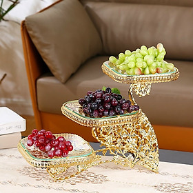 Mua Kệ để bánh kẹo 3 tầng khảm đá hình thuyền khay thủy tinh phong cách Hoàng Gia