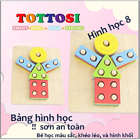 Đồ chơi Lắp ráp hình học 8 thuộc Montessori bằng gỗ cho bé của Tottosi