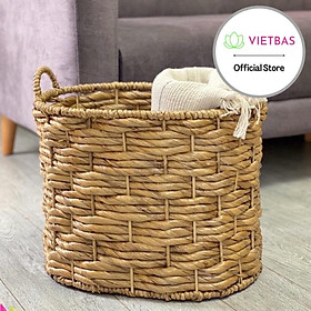 Giỏ lục bình đựng đồ VIETBAS tròn có quai LBK_048