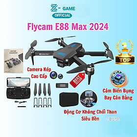 Máy Bay Flycam Camera 4K E88 Max 2024 Cao Cấp Động Cơ Không Chổi Than Siêu