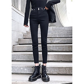 Quần jean BigSize 9 Tấc đen tuyền co dãn mạnh, lưng cao đẹp Siêu Phẩm 4107