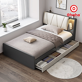 [Miễn phí vận chuyển & lắp đặt] Giường ngủ thông minh cao cấp bọc nệm đầu giường gỗ công nghiệp Ohaha - GN006