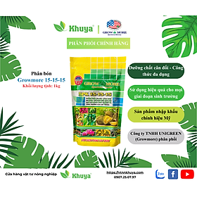 Phân bón hỗn hợp Growmore NPK 15-15-15+TE 1kg Phát triển Rễ - Thân Lá - Cành