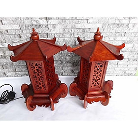 Đèn thờ gỗ hương cao 41cm