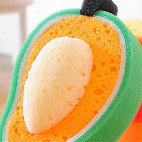 2-5pack Cartoon Fruit Children Bath Cleaning Sponge Dishwashing Sponge Mango